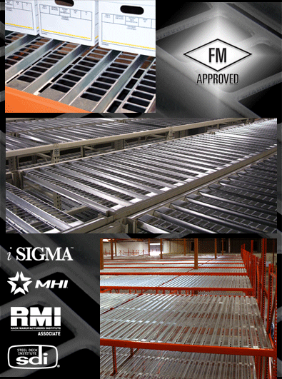 Punch Deck open area corrugated steel rack deck is FM approved